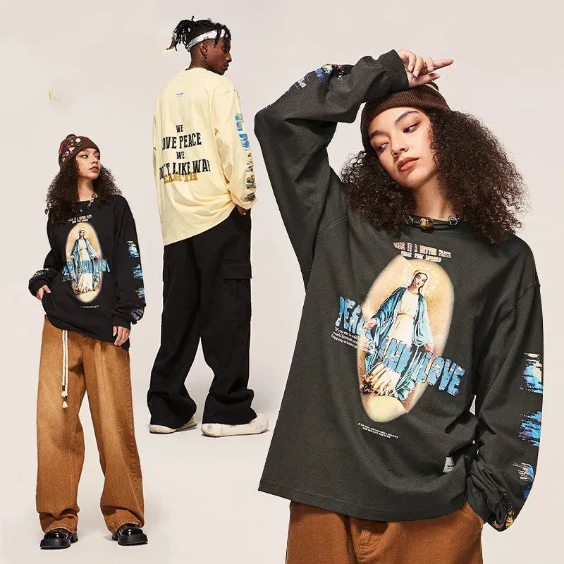 High Street Vintage Print Design Spring New Round Neck Sweater - Bellarte Enchanté High Street Vintage Print Design Spring New Round Neck Sweater